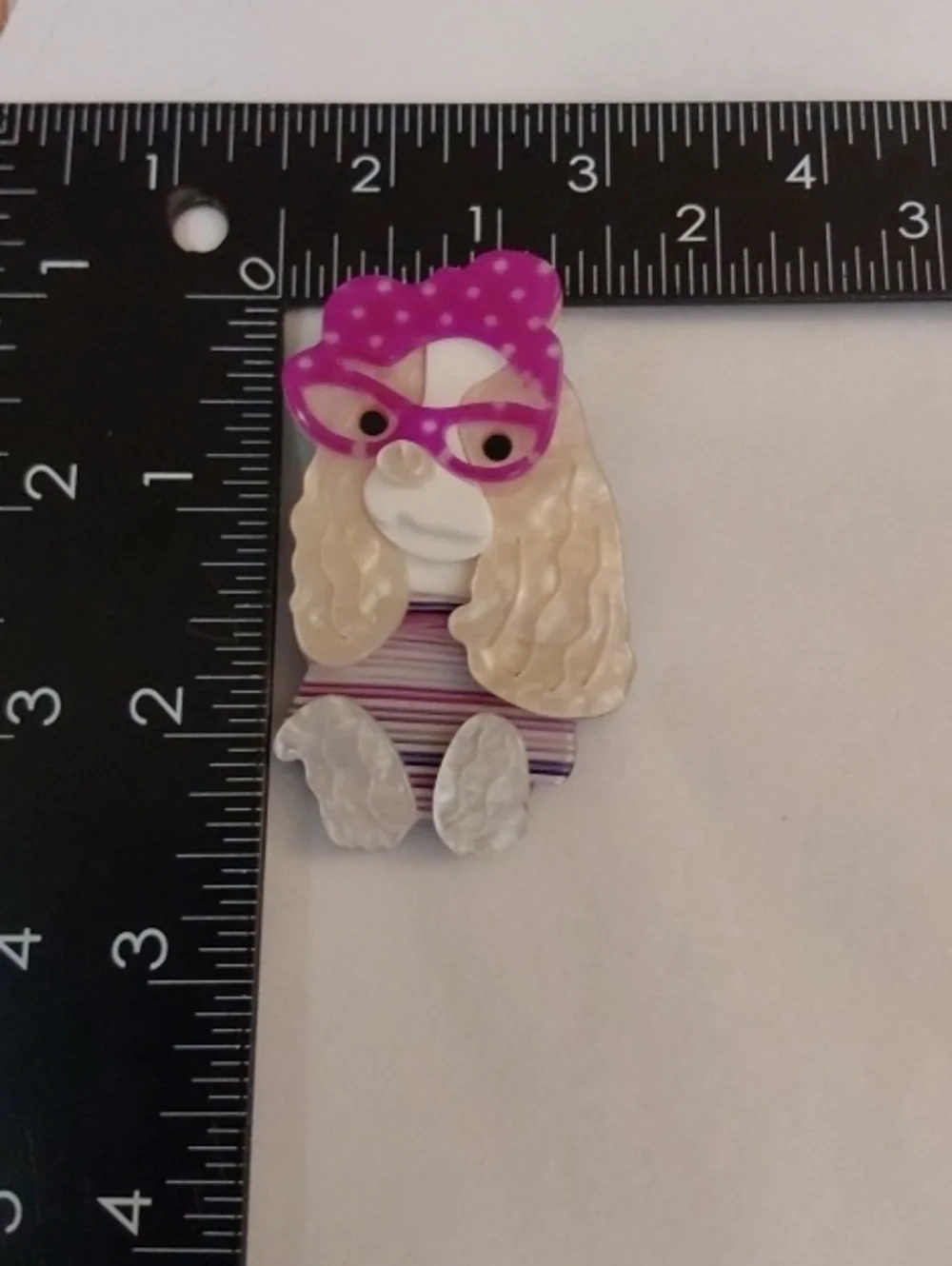 FASHIONISTA  Dog Brooch with Purple AND PINK POLKADOTS